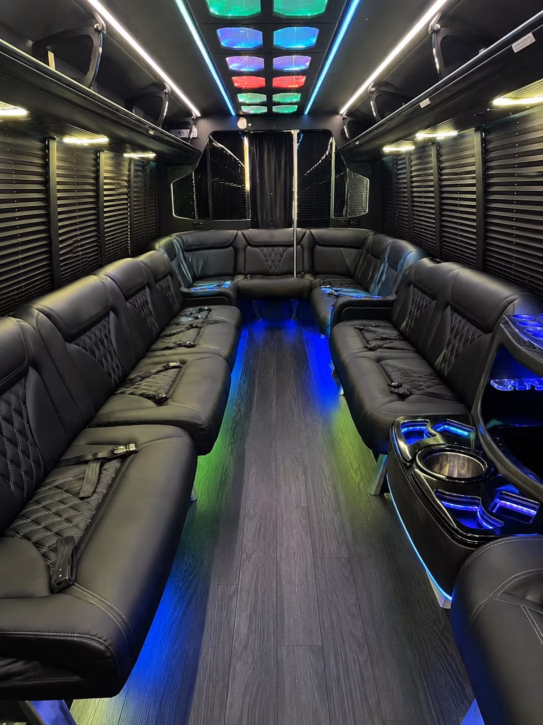 downey 20 passenger party bus interior