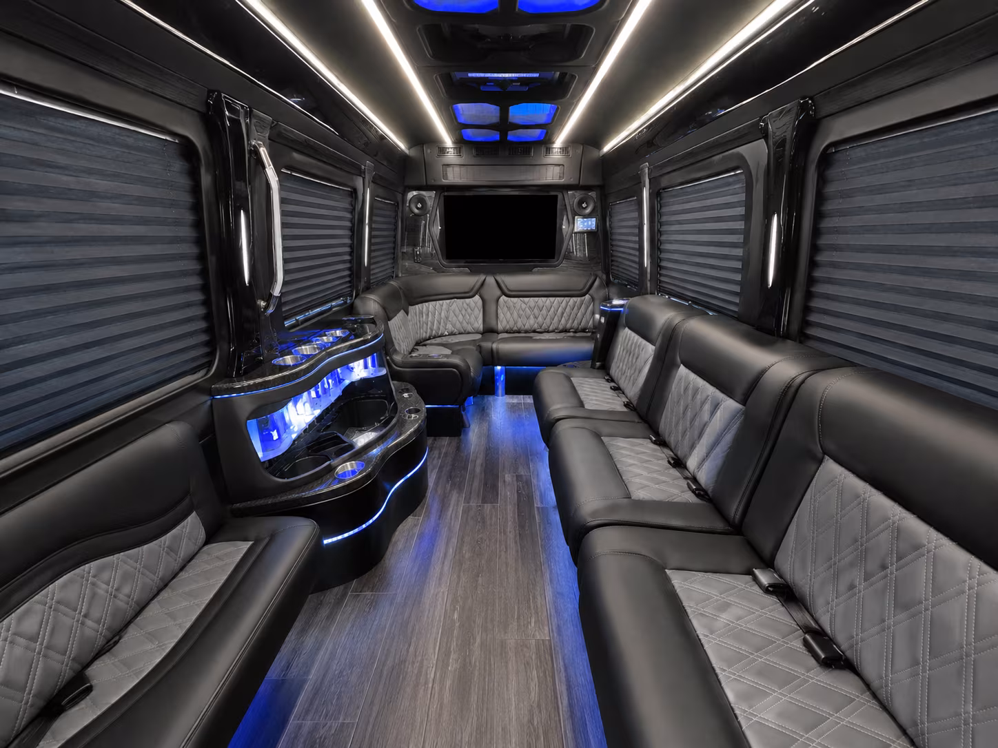 downey 25 passenger party bus inside