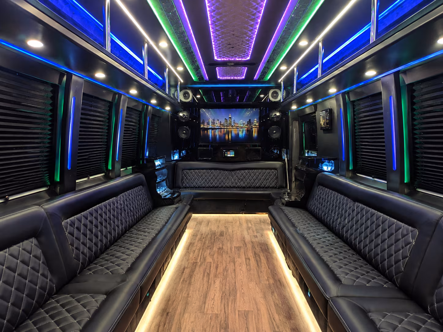 downey 25 passenger party bus interior