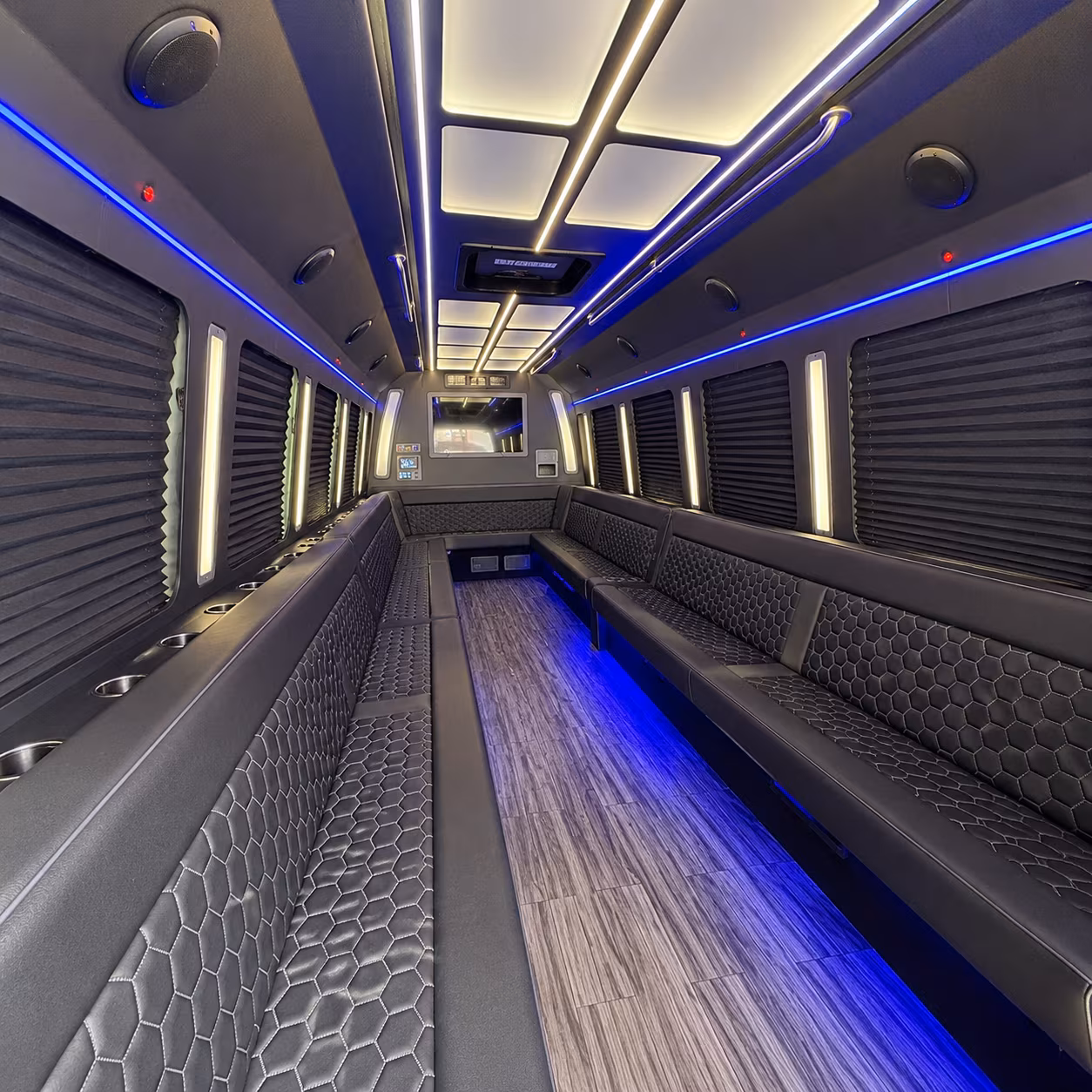 downey 30 passenger party bus interior