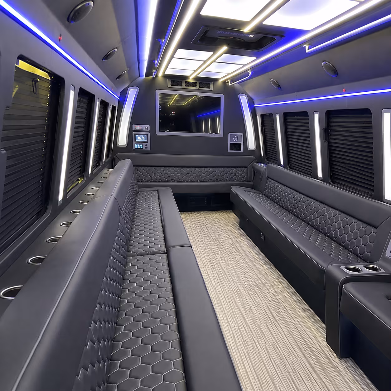 downey 40 passenger party bus inside
